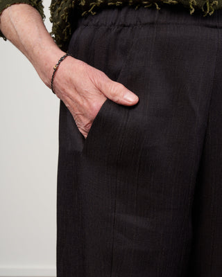 cropped akeo pant - black linen drape