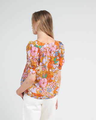 cropped square neck blouse - sixties floral