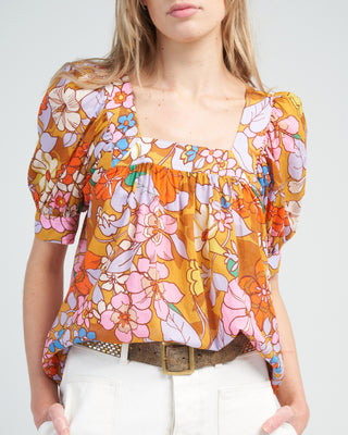cropped square neck blouse - sixties floral