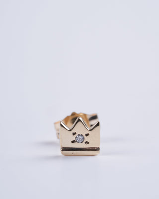 crown stud in gold with diamond - gold