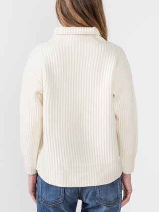ribbed funnel sweater - ivory