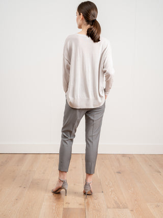 basic v-neck sweater - light grey