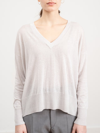 basic v-neck sweater - light grey
