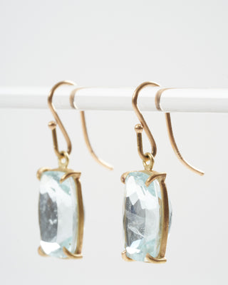 cushion cut aquamarine earrings - glacier blue