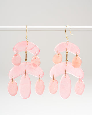 rhodocrosite mini chandelier earrings - pink/gold