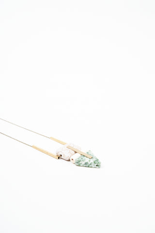magnesite and spotted green stone necklace