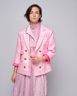 db patch pocket jacket - pastel pink jaquard