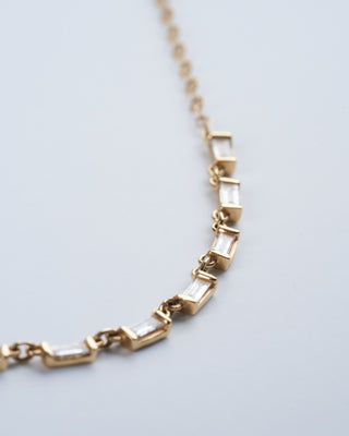 diamond baguette layering necklace - gold