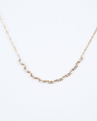 diamond baguette layering necklace - gold