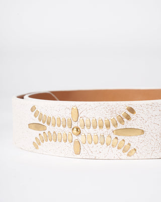 dominic belt - white pearl cracked leather
