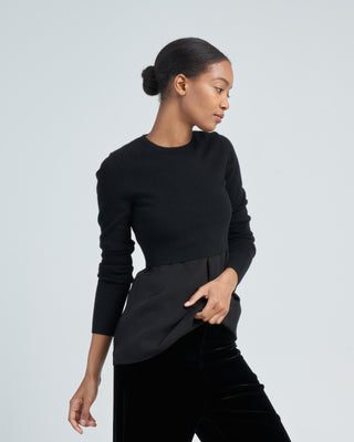 double faced cashmere mini long sleeve cropped pullover