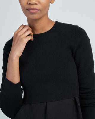 double faced cashmere mini long sleeve cropped pullover