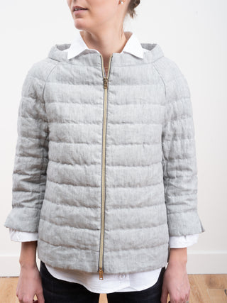 down linen jacket - light grey