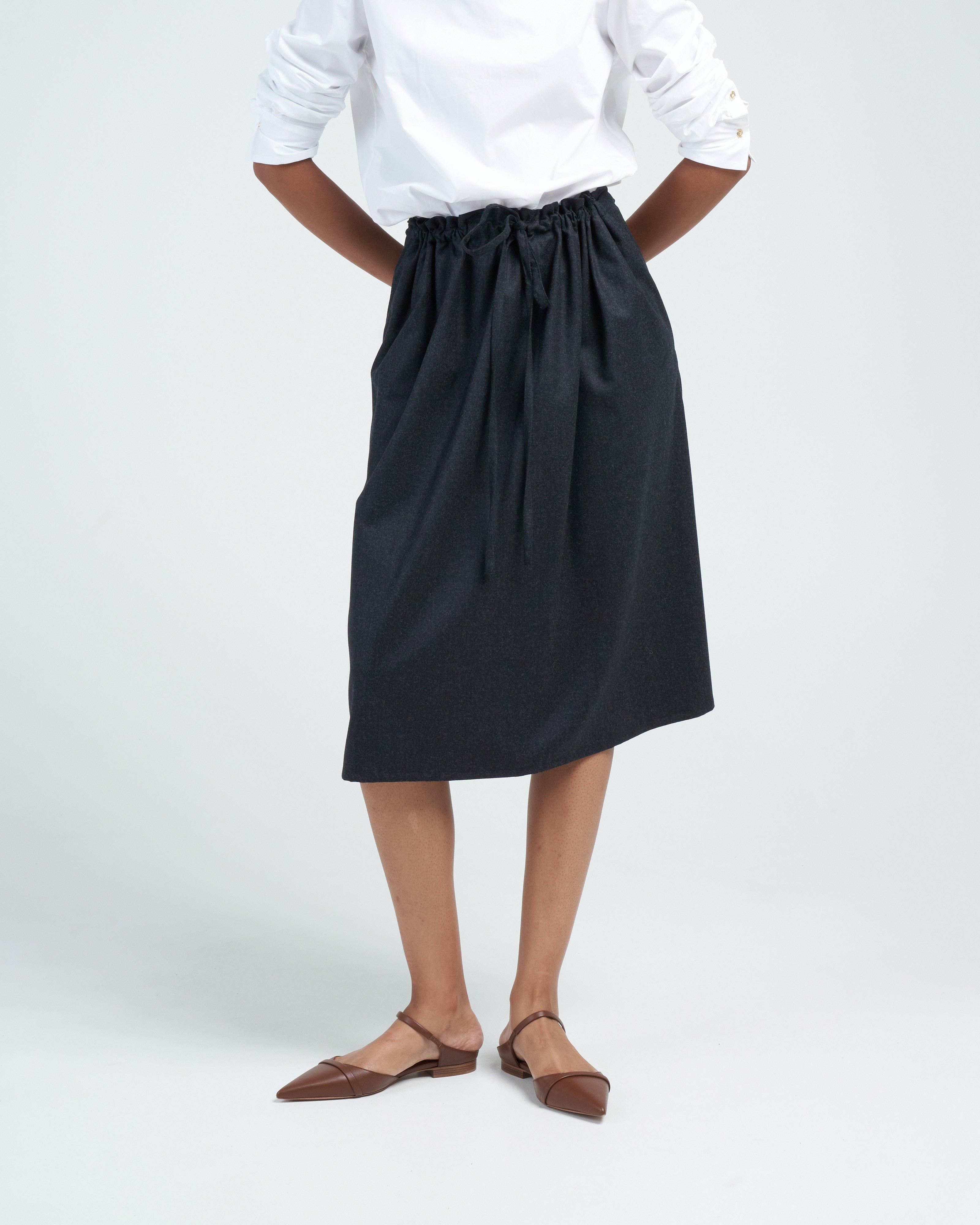 Atlantique Ascoli Drawstring Skirt Dark Grey Flannel