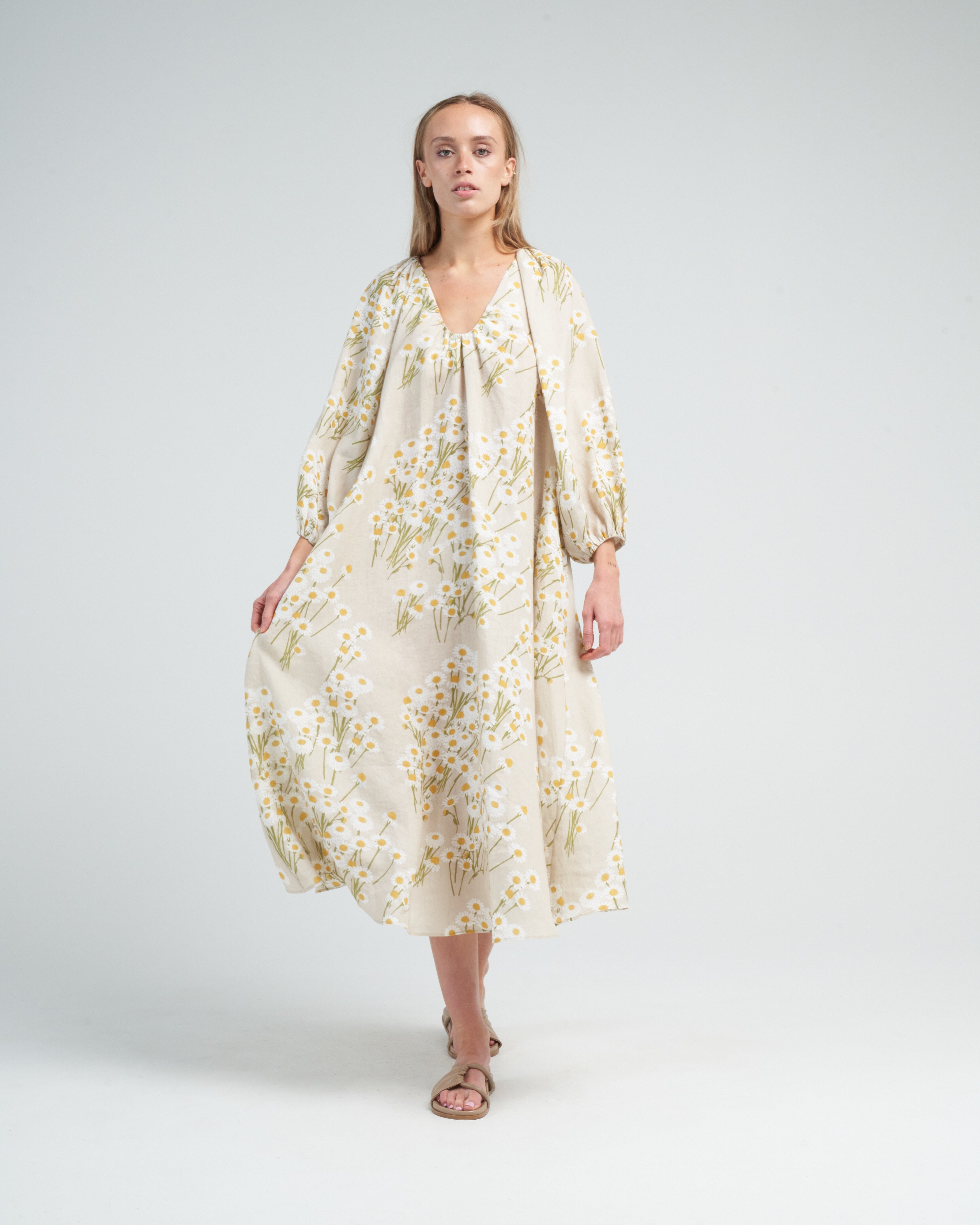 chinese dress ladies Bernadette Dress Georgette Chamomillefield Beige