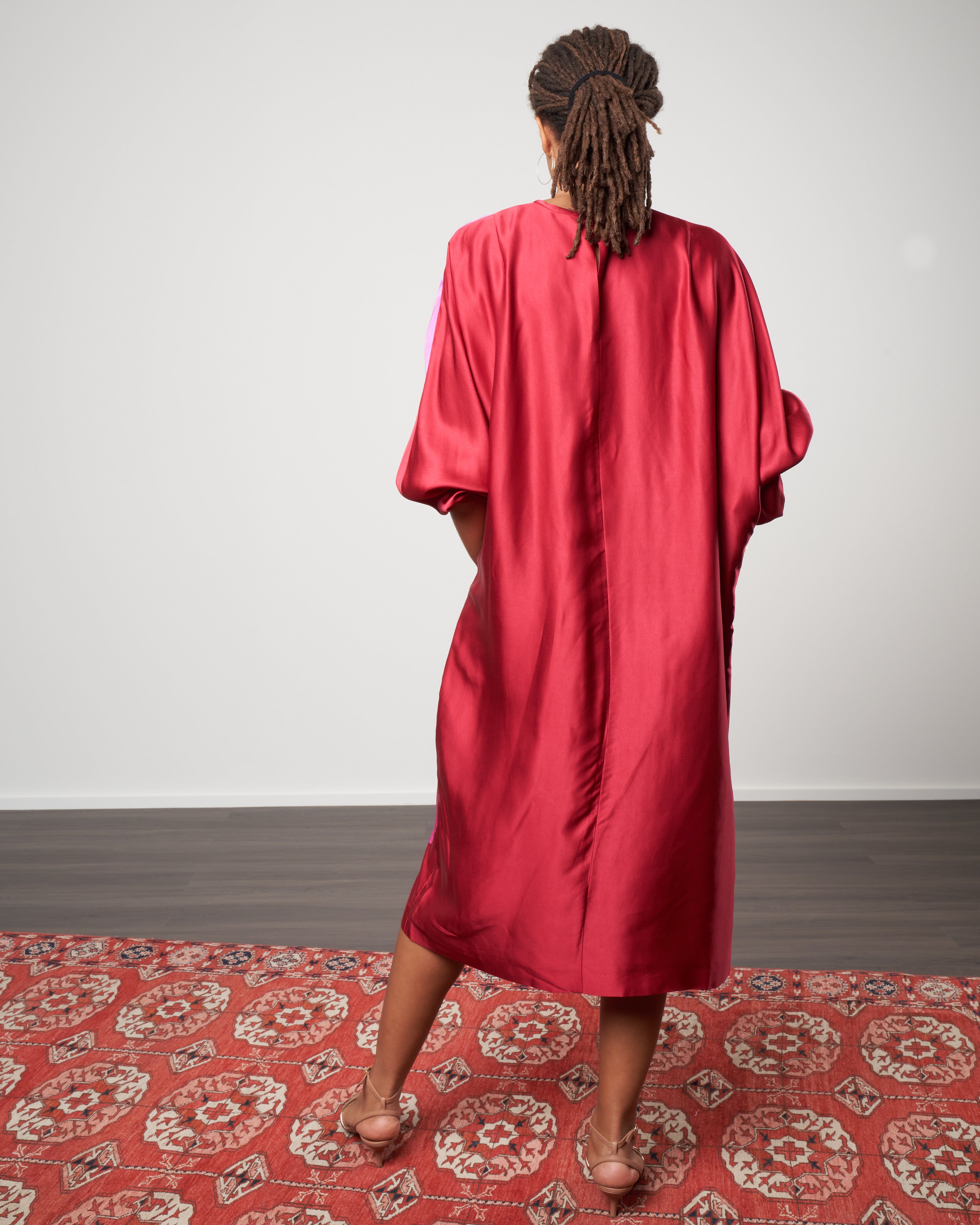 dries van noten red dress Dries Van Noten Cotton Debrasa Dress in Maroon Red