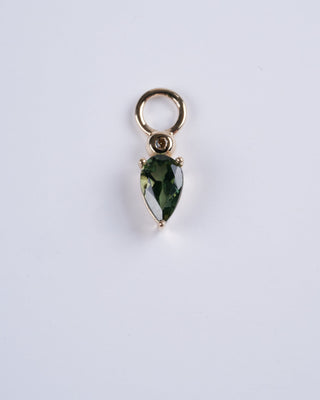 droplet ear charm single green tourmaline/peach sapphire - gold