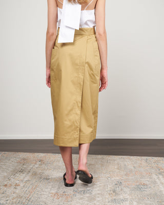 eco poplin lean back wrap skirt - khaki khaki