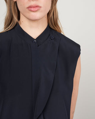 eco silk detached ruffle shirtdress - dark navy