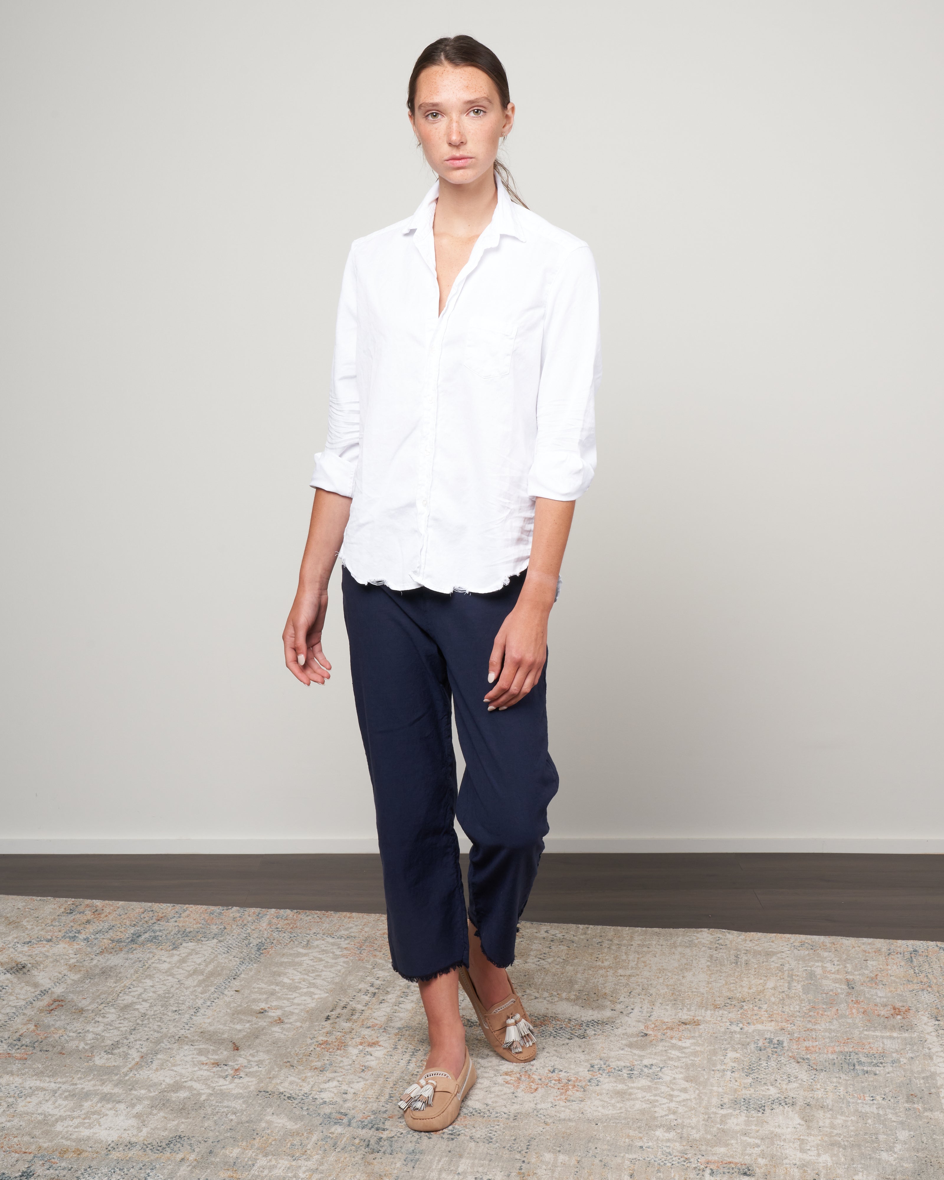 Eileen Woven Button Up - White