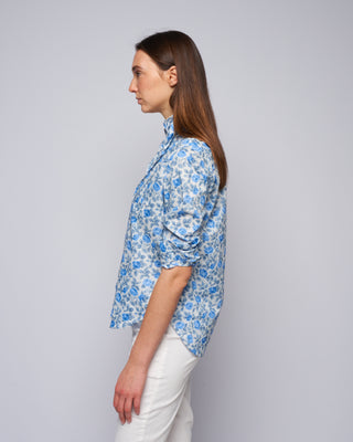 eileen woven button up - large blue roses