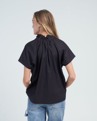 elastic gaban shirt cotton broadcloth - black
