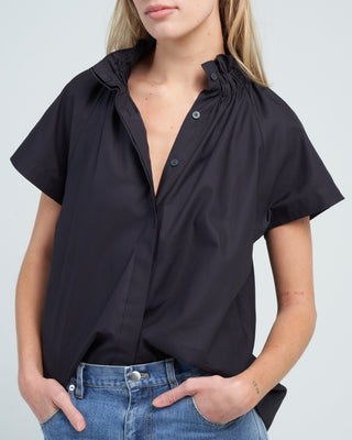 elastic gaban shirt cotton broadcloth - black