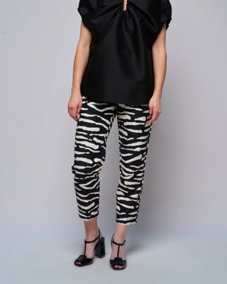 elastic waistband trousers - black wild stripes