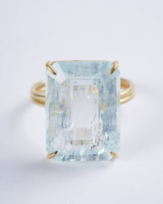 emerald cut ring - blue aquamarine
