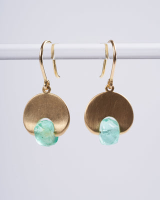 emerald lily pad earrings - green and gold
