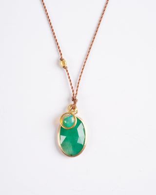emerald and opal necklace - green/gold