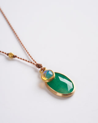 emerald and opal necklace - green/gold