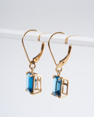 emerald cut london blue topaz earrings - blue
