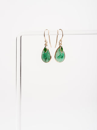 emerald teardrop/peridot earrings
