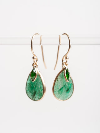 emerald teardrop/peridot earrings