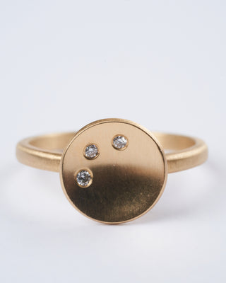14k concave disc ring with diamonds - gold