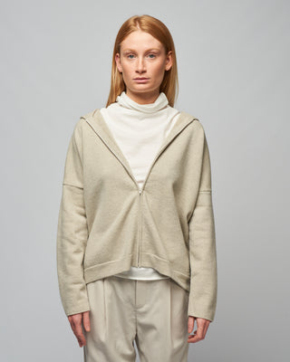 wool pile zip parka - light gray