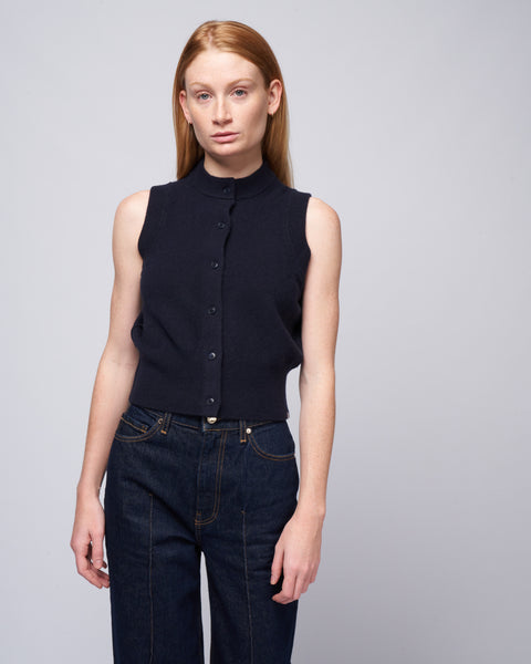 Extreme Cashmere Corset Fitted Vest Navy