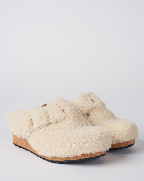 Birkenstock Fanny Teddy/Shearling Wedge Eggshell Shearling