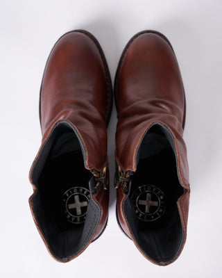leather upper boot - side zip - low heel - cusna copper