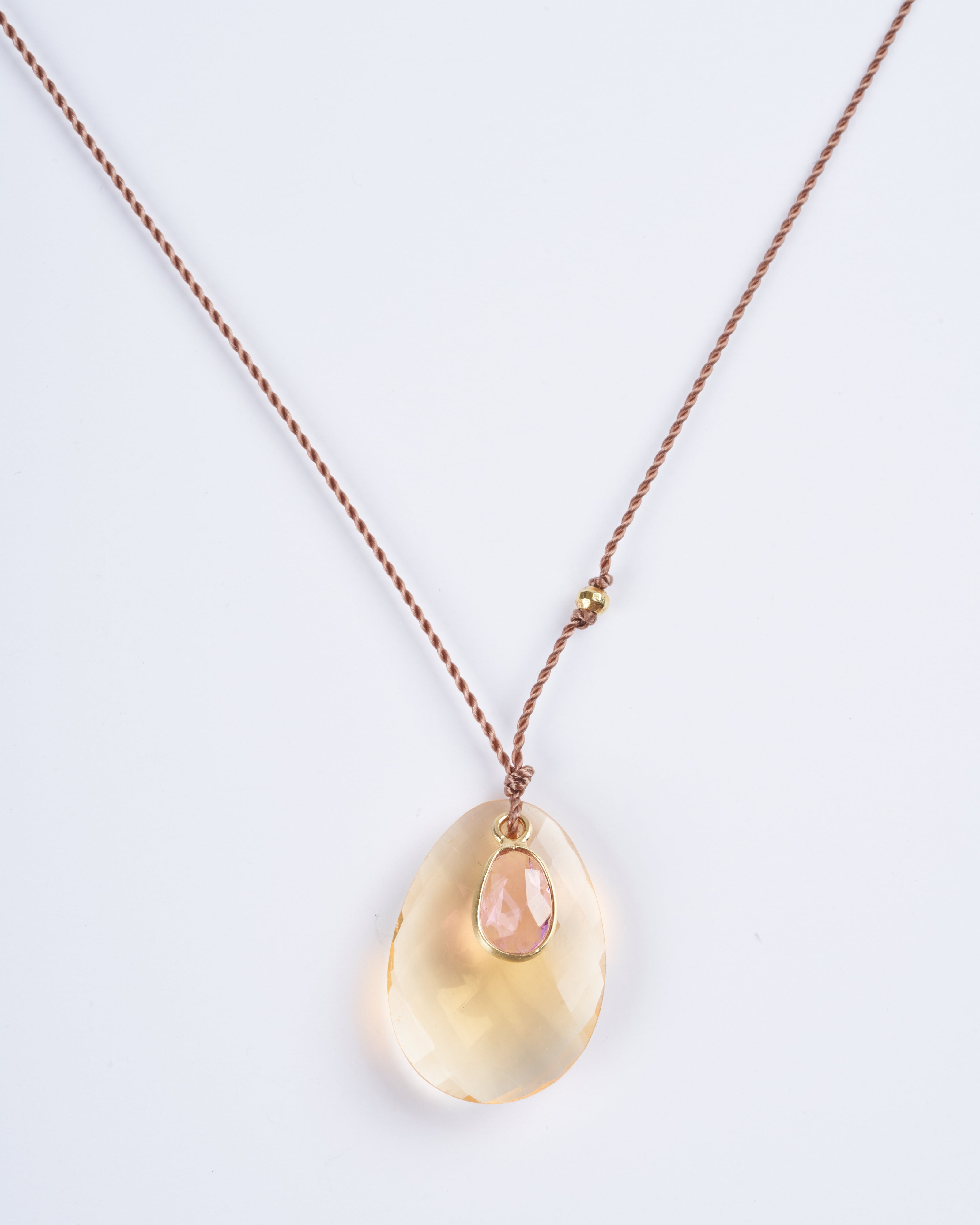 Teardrop Sapphire Necklace Rose Gold | Luo, 18K Yellow Gold