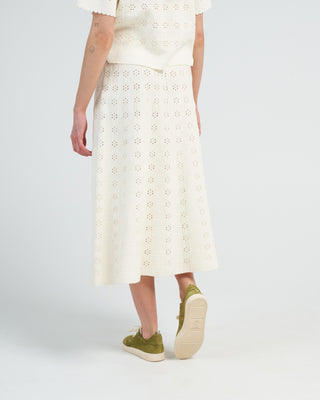 floral open work knit skirt - natural