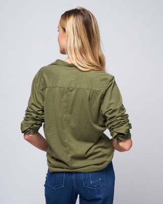 barry knit button up - army