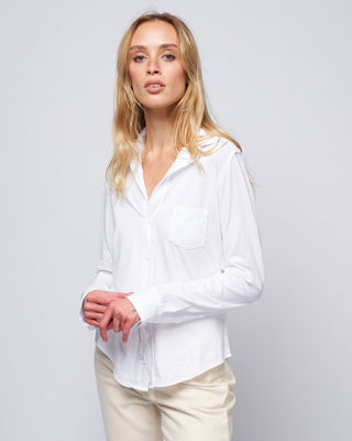 barry knit button up - white