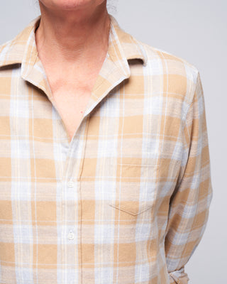 eileen woven button up - camel, grey plaid