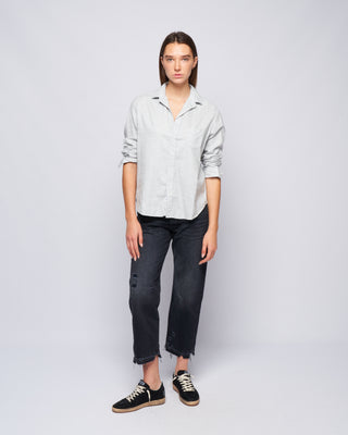 eileen woven button up - heather grey