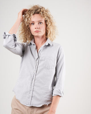 barry woven button up - grey tattered denim