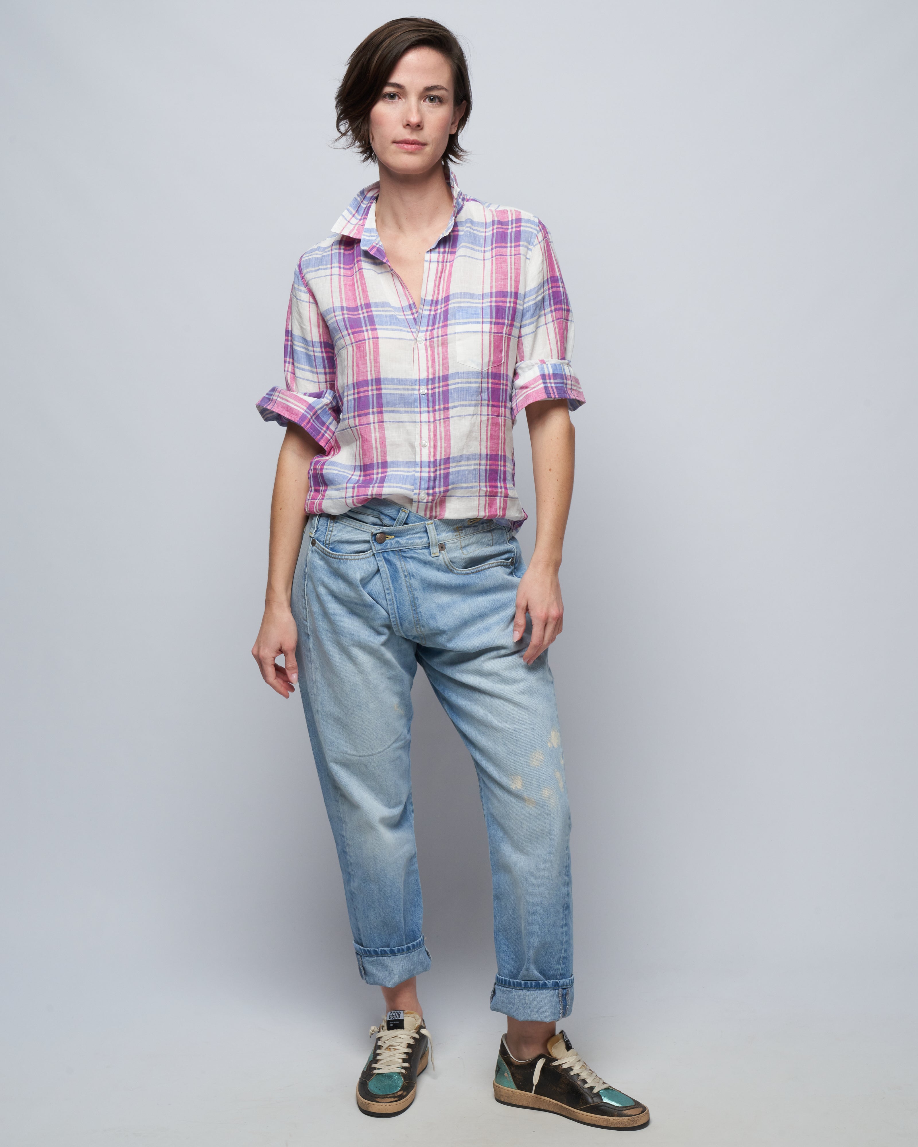 【新品】★大特価★Frank＆Eileen BARRY Frank And Eileen Barry Woven Button Up Pink, Blue, White Plaid