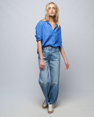 eileen woven button up - solid blue