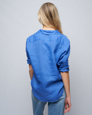 eileen woven button up - solid blue